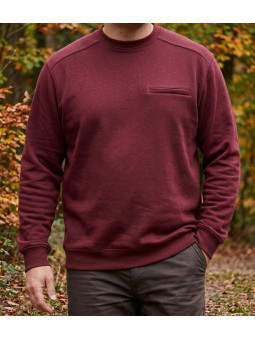 Sweat homme col rond CHALLENGER BULGARE3 bordeaux poche poitrine