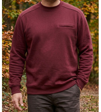 Sweat homme col rond CHALLENGER BULGARE3 bordeaux poche poitrine