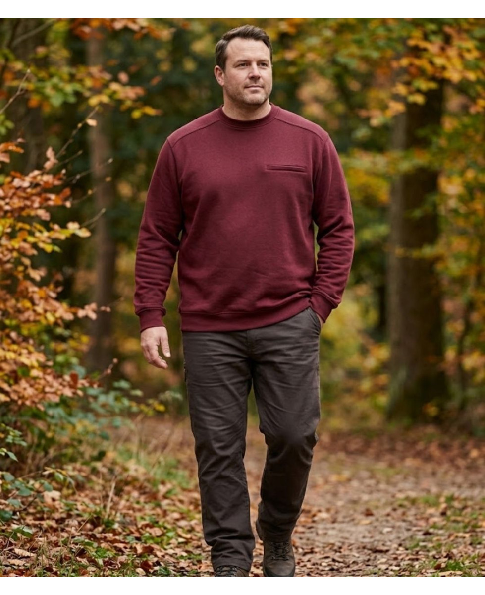 CHALLENGER BULGARE3 — Sweat col rond bordeaux pour homme