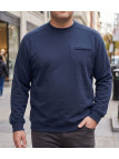 Sweat homme col rond CHALLENGER BULGARE4 bleu marine poche zippée