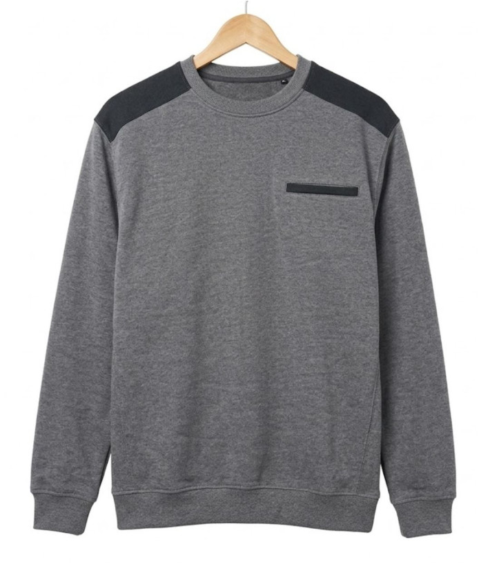 CHALLENGER PARFAIT1 — Sweat col rond molleton gris chiné