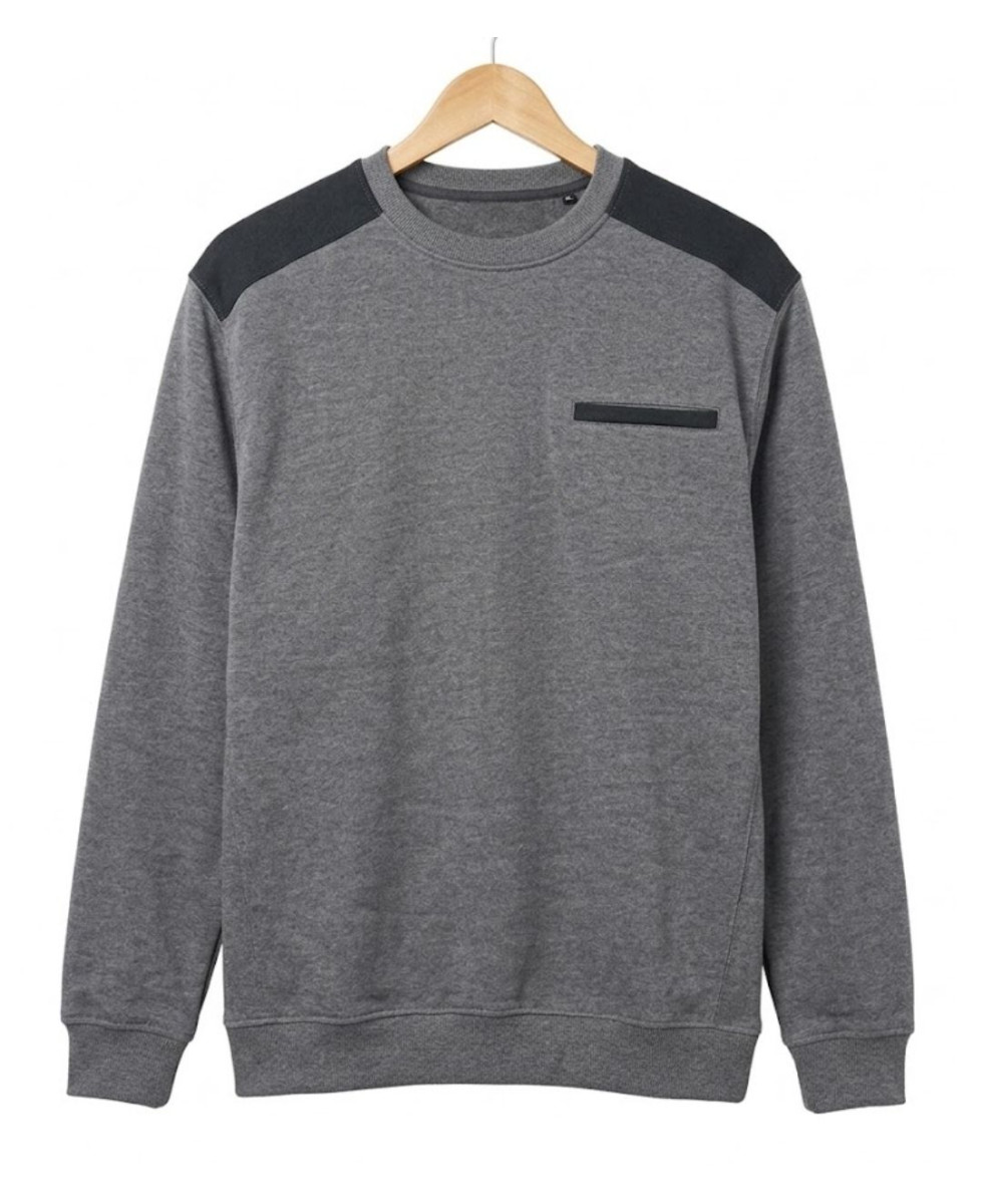 CHALLENGER PARFAIT1 — Sweat col rond molleton gris chiné