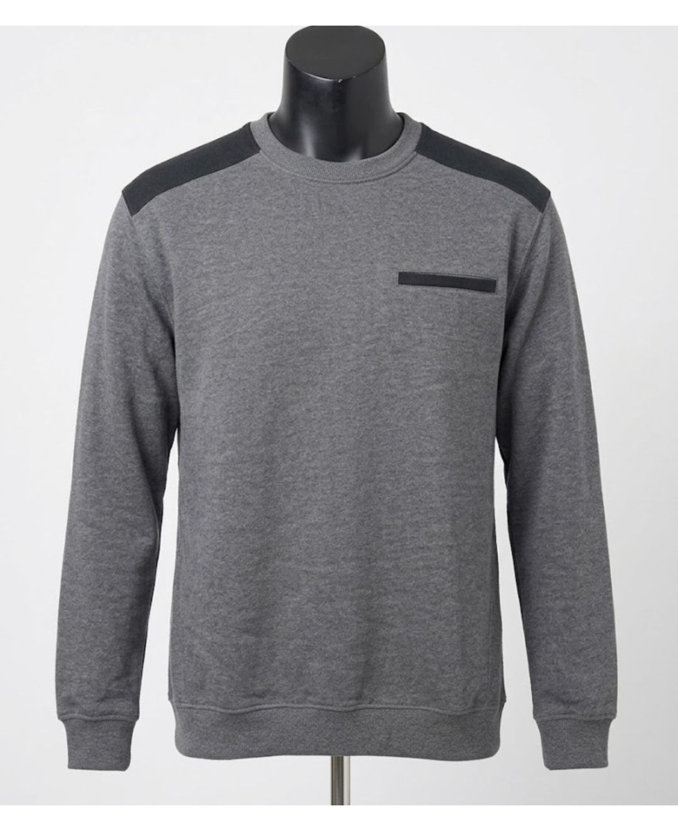 CHALLENGER PARFAIT1 — Sweat col rond molleton gris chiné