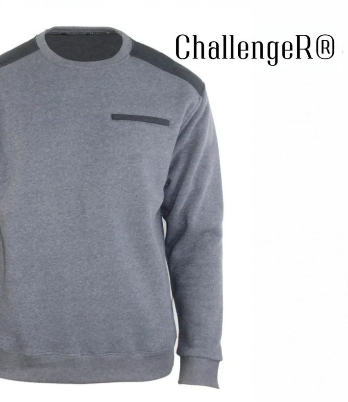 CHALLENGER PARFAIT1 — Sweat col rond molleton gris chiné