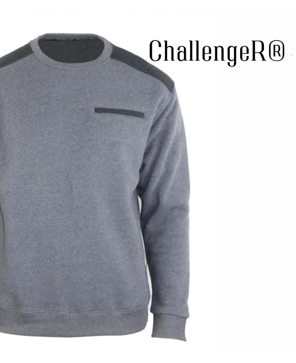 CHALLENGER PARFAIT1 — Sweat col rond molleton gris chiné