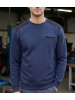 Sweat homme col rond CHALLENGER PARFAIT2 molleton bleu 320g renforts épaules twill