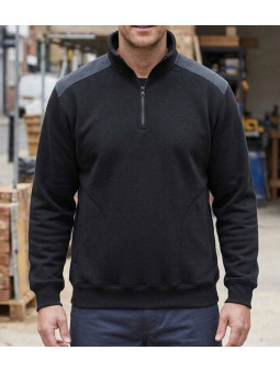 Sweat molleton col camionneur zippé noir homme Challenger PIERRO4