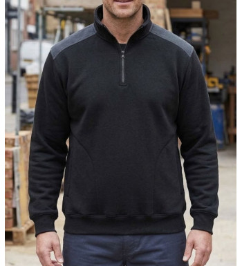 Sweat molleton col camionneur zippé noir homme Challenger PIERRO4