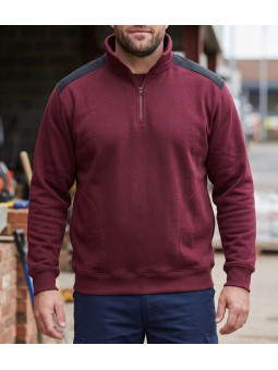 Sweat molleton col camionneur zippé bordeaux homme Challenger PIERRO5