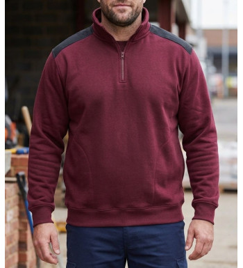 Sweat molleton col camionneur zippé bordeaux homme Challenger PIERRO5