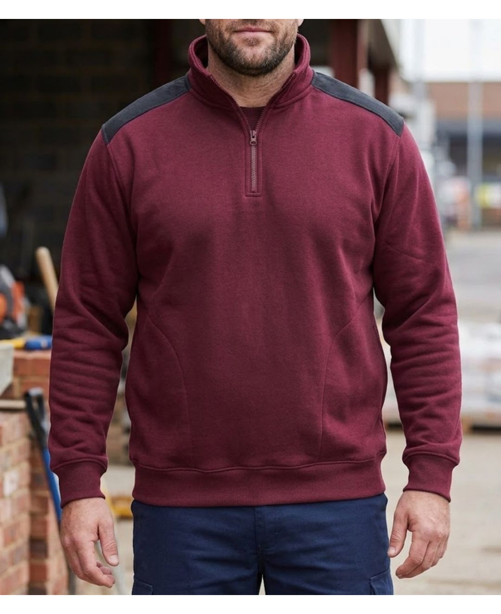 Sweat molleton col camionneur zippé bordeaux homme Challenger PIERRO5