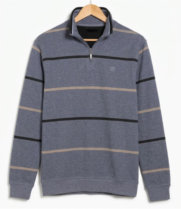 Challenger PORTO1 — Sweat camionneur rayé gris masculin