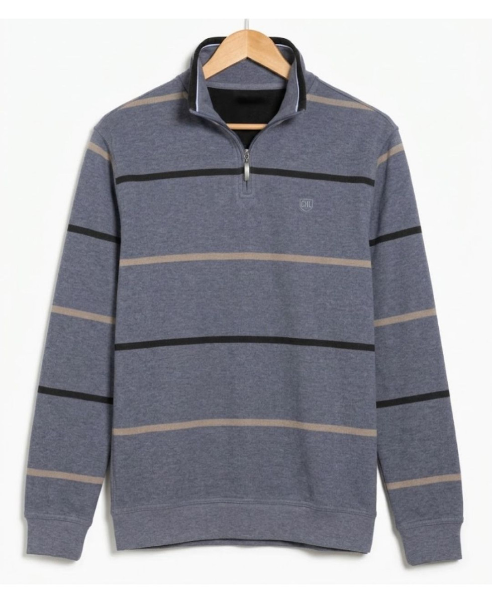 Challenger PORTO1 — Sweat camionneur rayé gris masculin