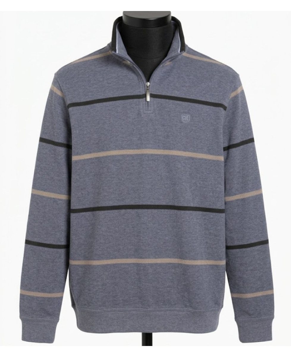 Challenger PORTO1 — Sweat camionneur rayé gris masculin