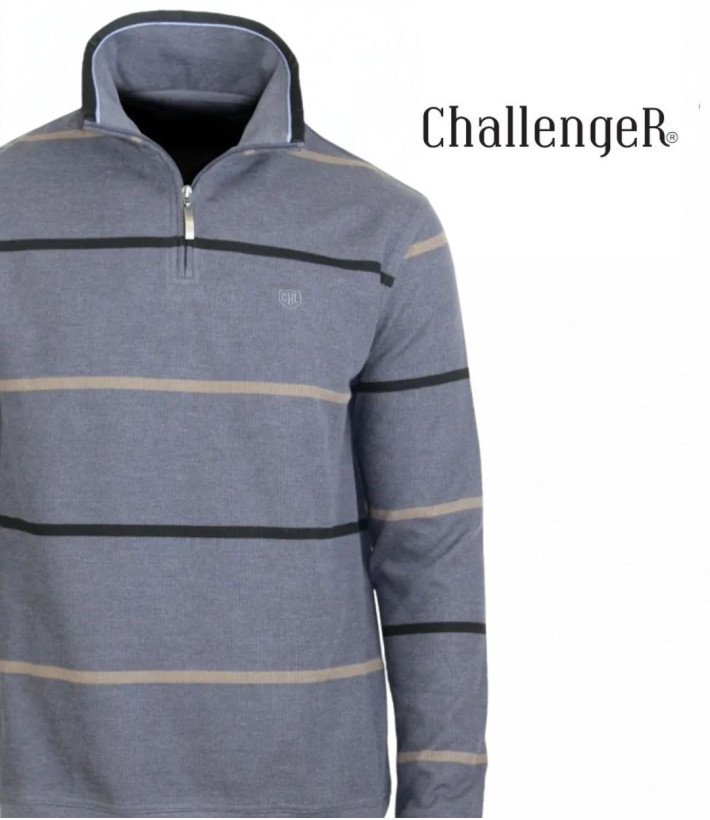 Challenger PORTO1 — Sweat camionneur rayé gris masculin