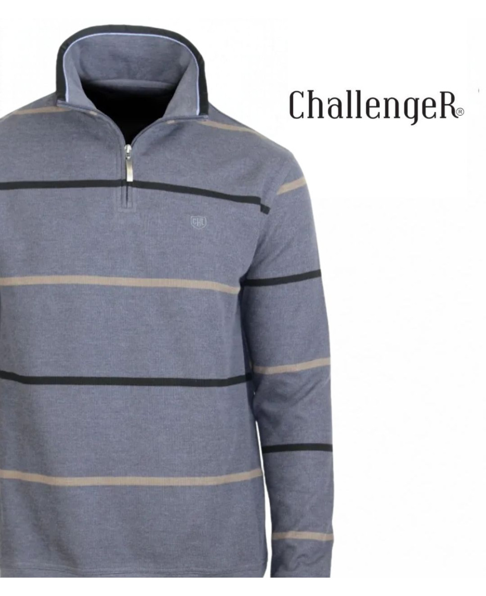 Challenger PORTO1 — Sweat camionneur rayé gris masculin