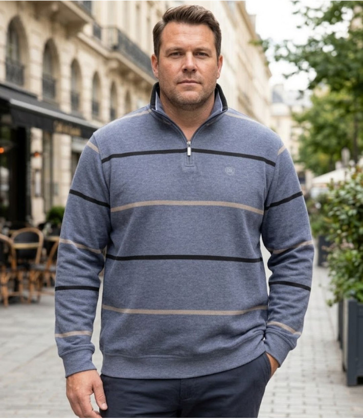 Challenger PORTO1 — Sweat camionneur rayé gris masculin