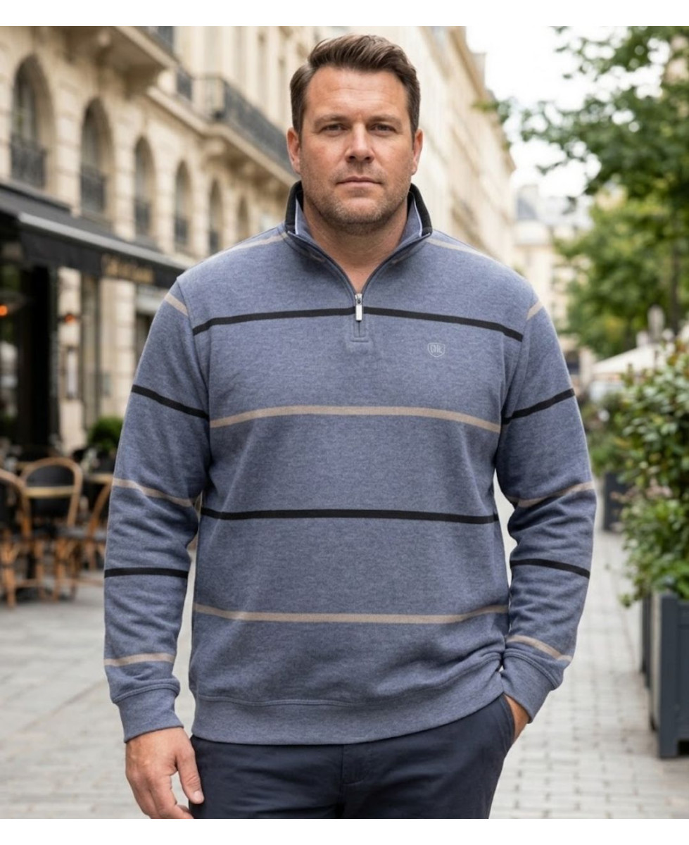Challenger PORTO1 — Sweat camionneur rayé gris masculin