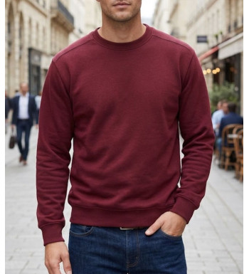 Challenger E213U001 — Sweat col rond bordeaux résistant