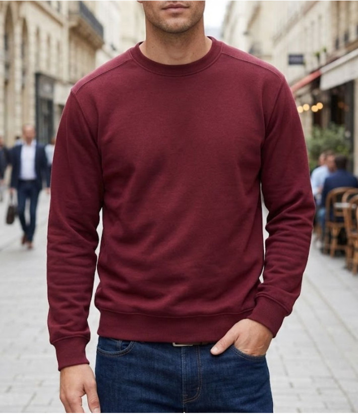 Challenger E213U001 — Sweat col rond bordeaux résistant