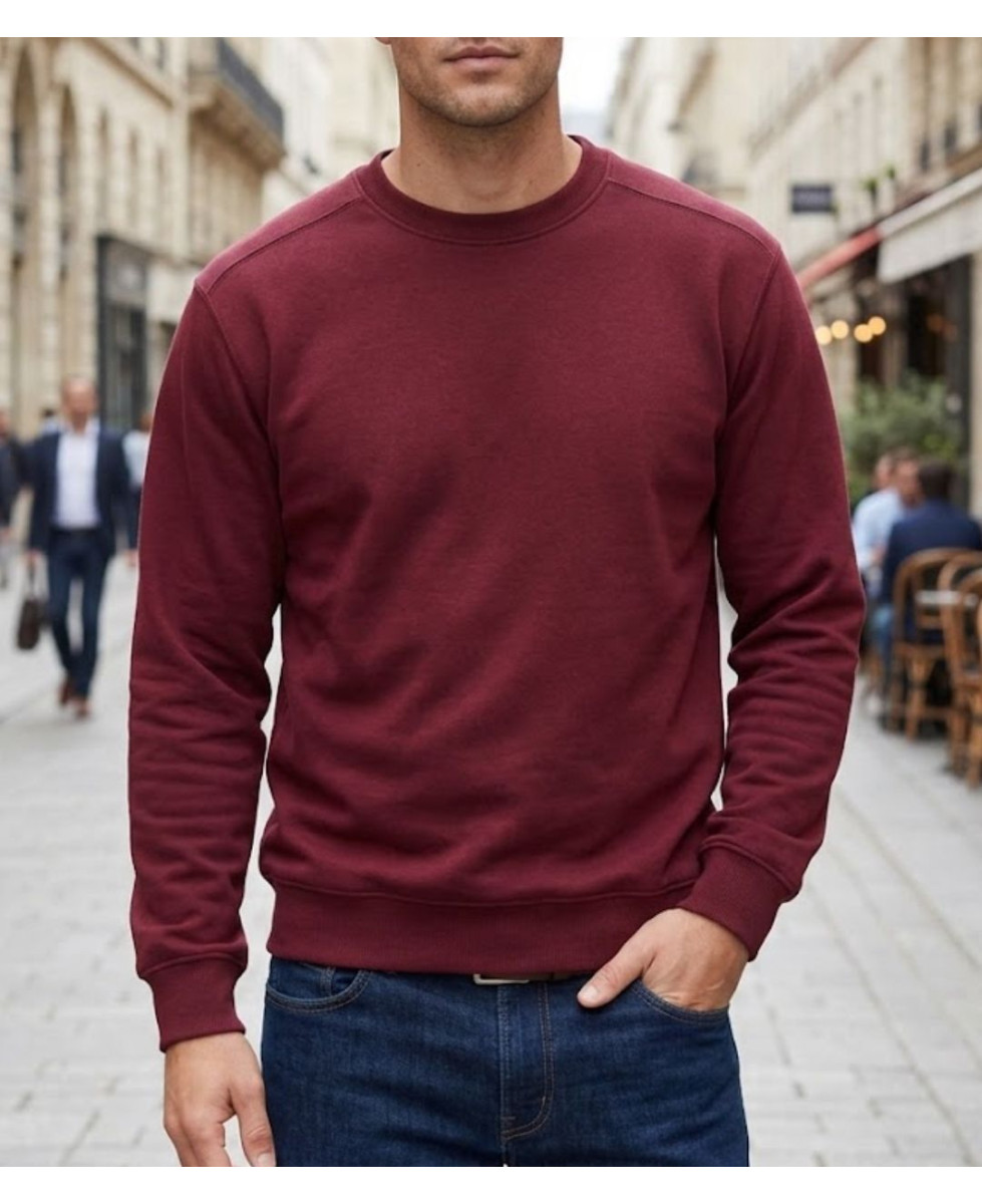 Challenger E213U001 — Sweat col rond bordeaux résistant