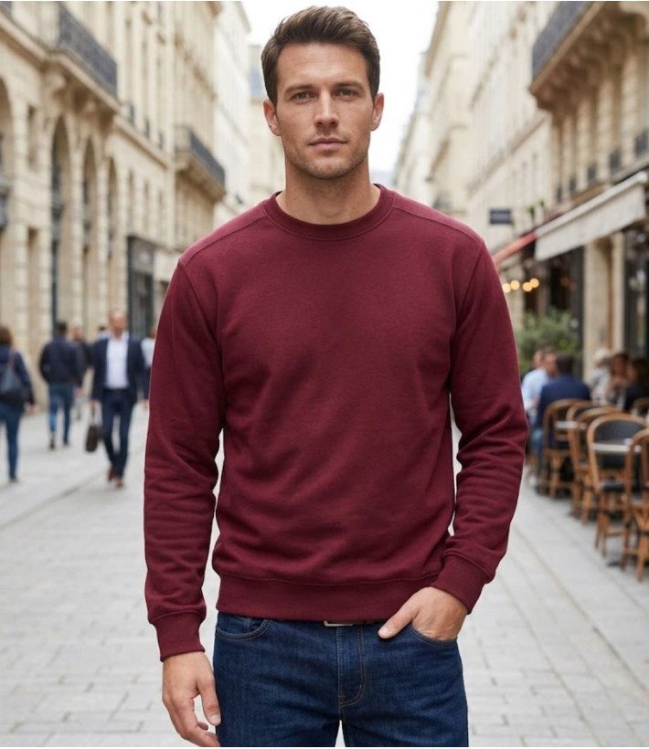 Challenger E213U001 — Sweat col rond bordeaux résistant