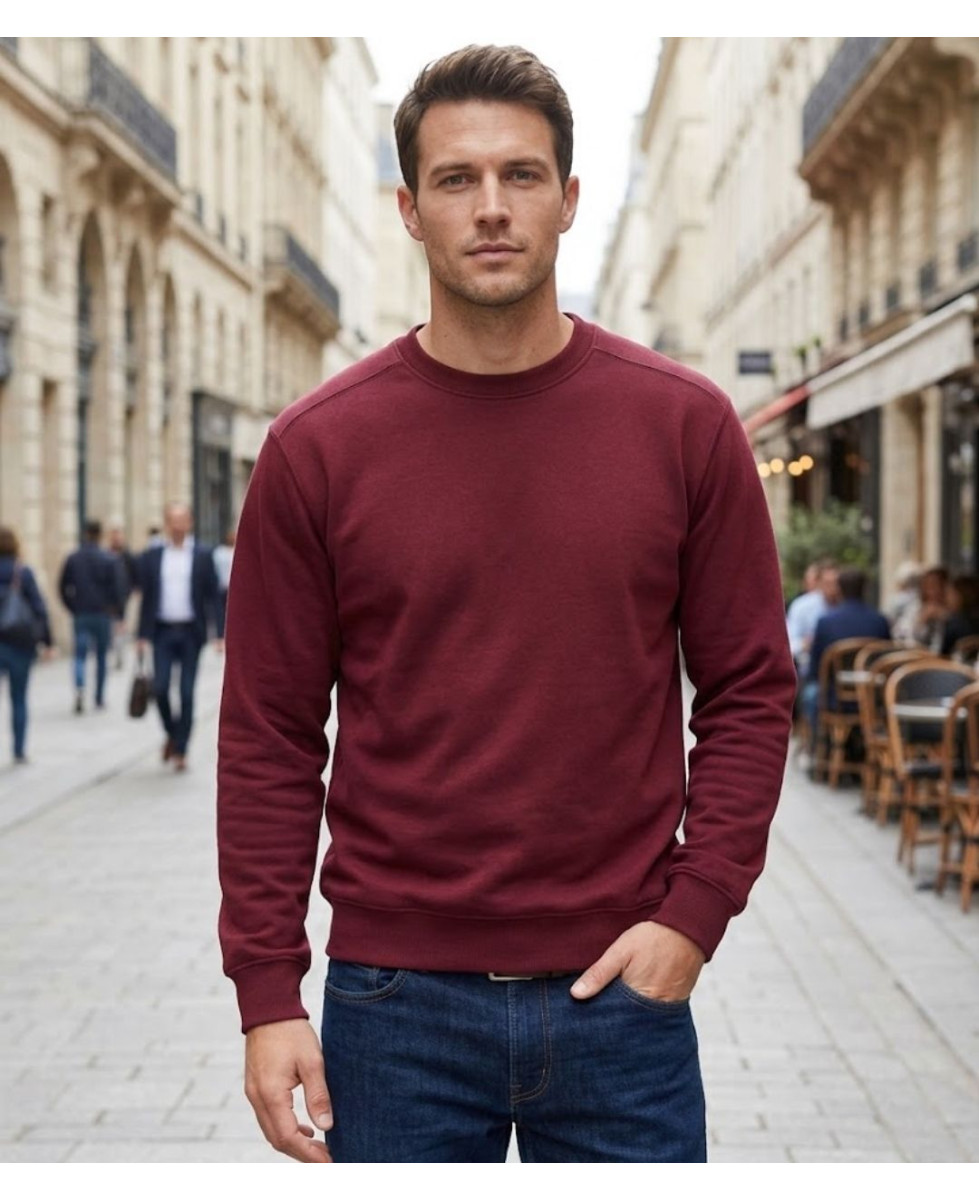 Challenger E213U001 — Sweat col rond bordeaux résistant