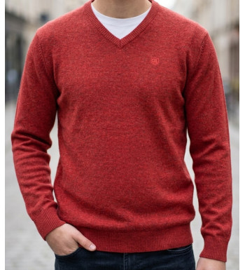 CHALLENGER PINSON2 pull uni col V rouge homme