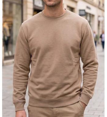Sweat col rond homme beige CHALLENGER E213