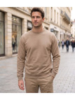 CHALLENGER E213 — Sweat col rond beige ultra-résistant