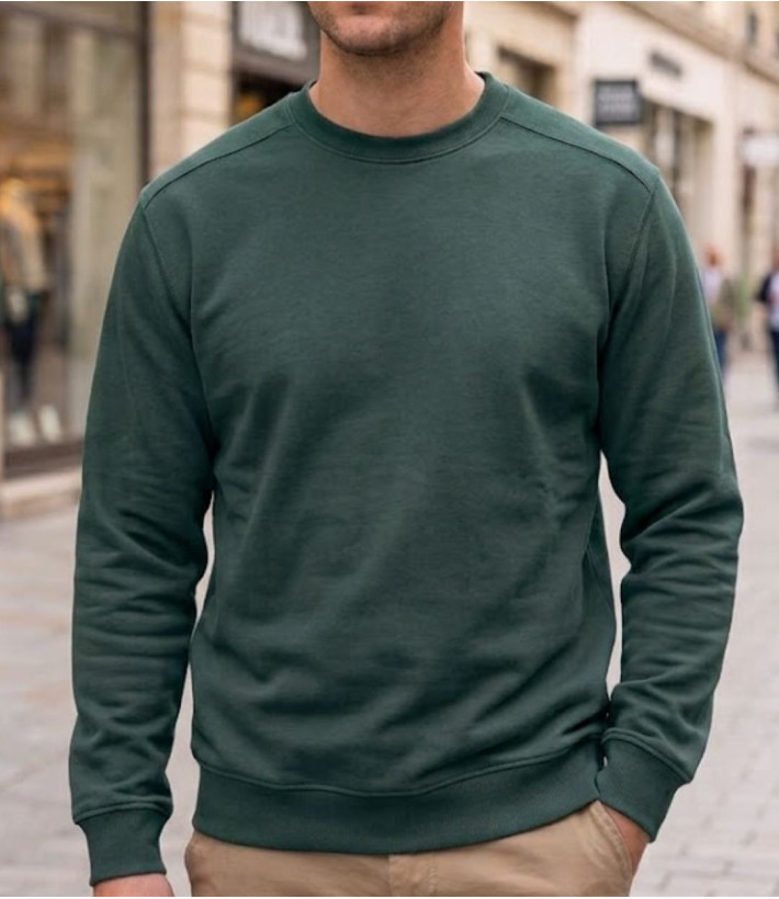 Sweat col rond homme vert CHALLENGER E213