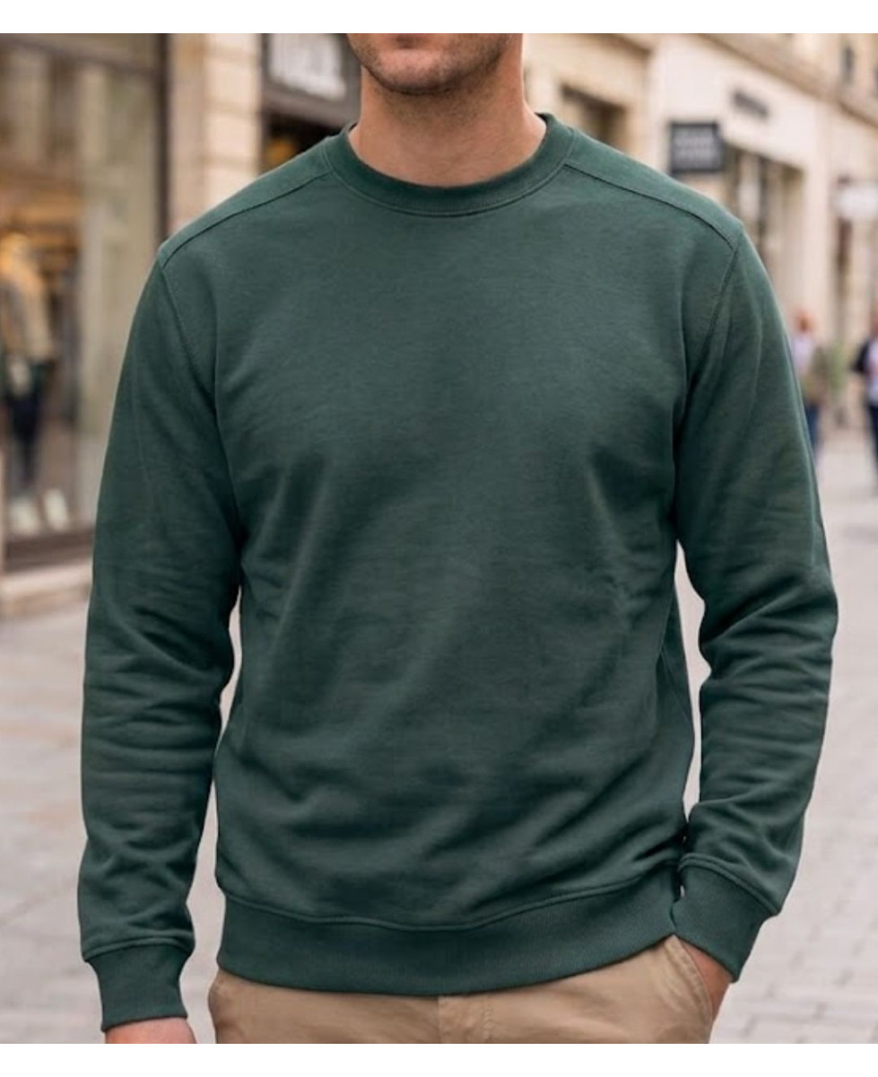 Sweat col rond homme vert CHALLENGER E213