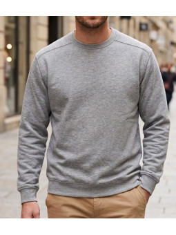 Sweat col rond homme gris chiné CHALLENGER E213