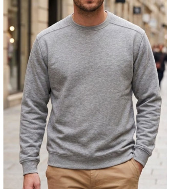 Sweat col rond homme gris chiné CHALLENGER E213