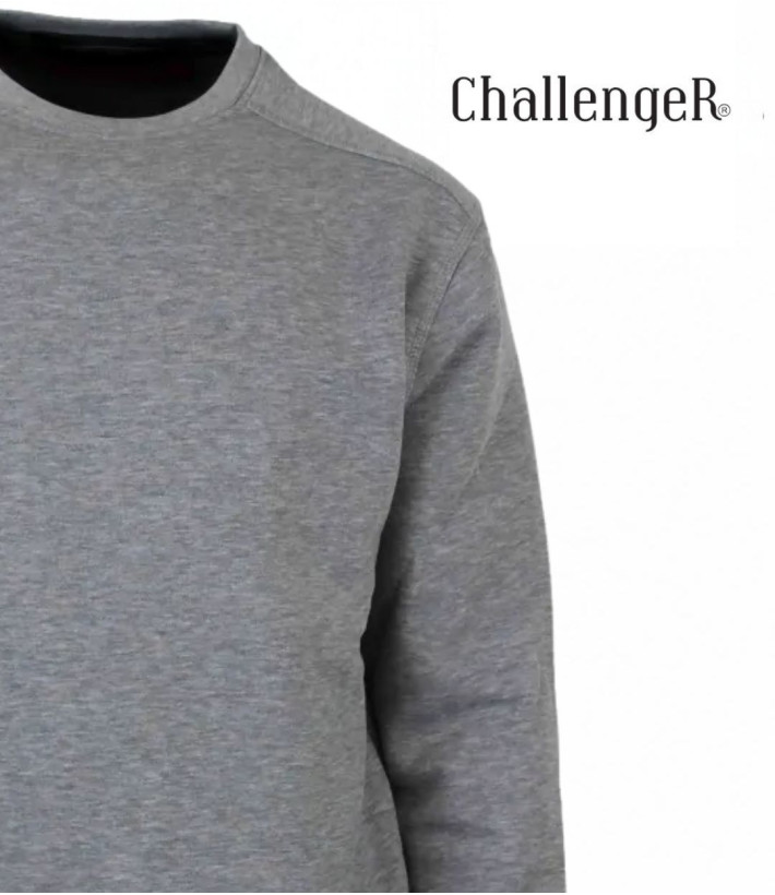 CHALLENGER E213 — Sweat col rond gris chiné homme