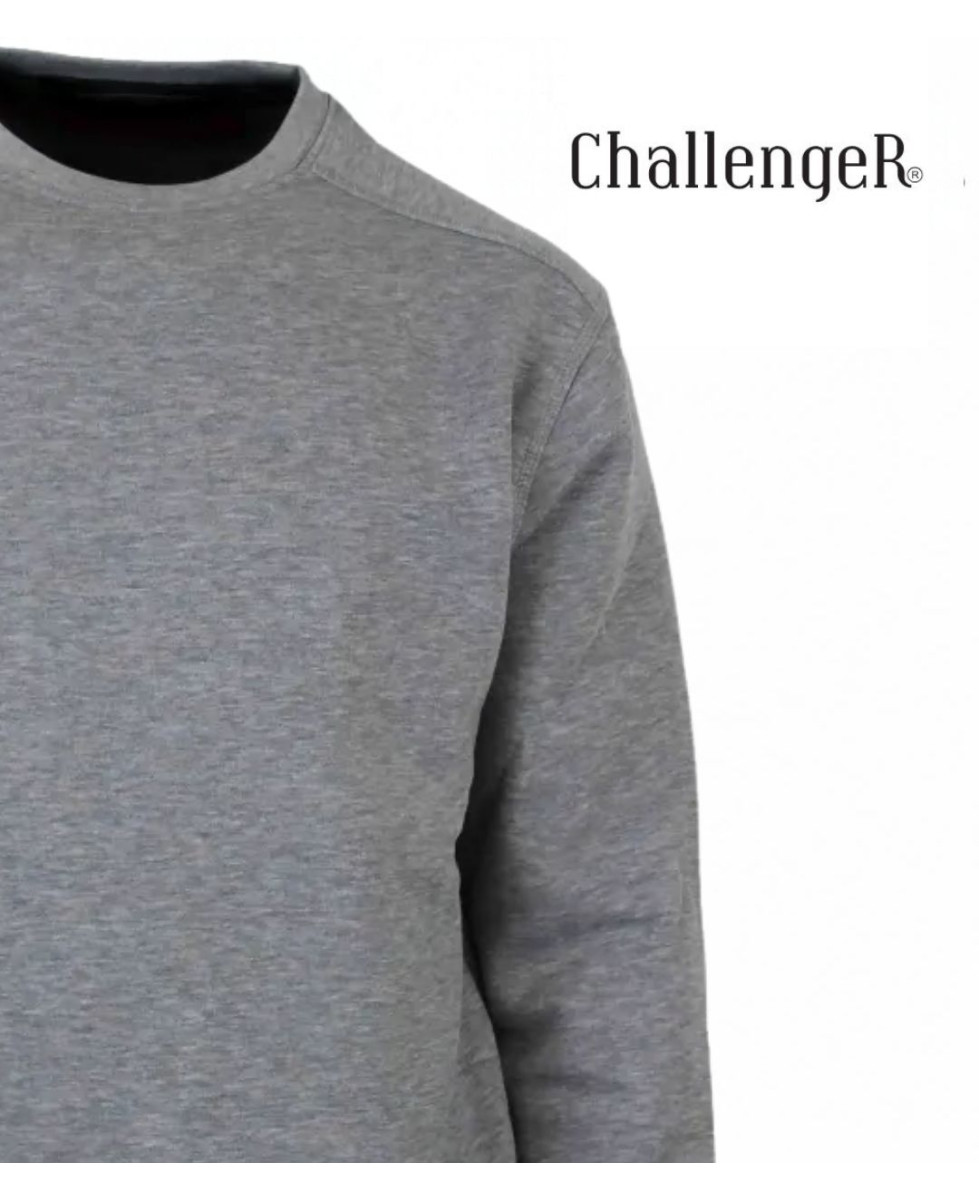 CHALLENGER E213 — Sweat col rond gris chiné homme