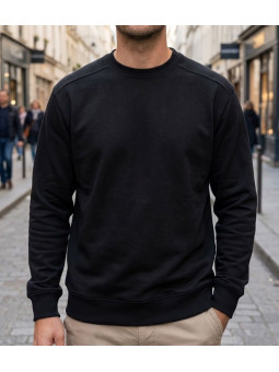 Sweat col rond homme noir CHALLENGER E213