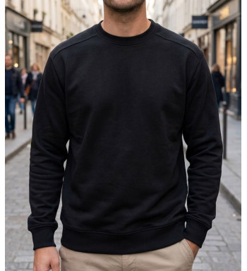 Sweat col rond homme noir CHALLENGER E213