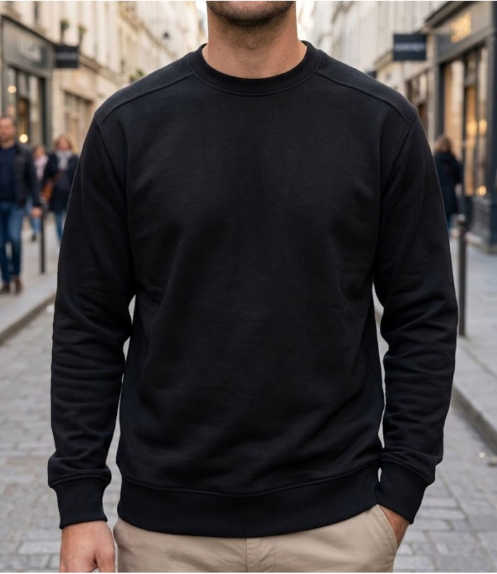 Sweat col rond homme noir CHALLENGER E213