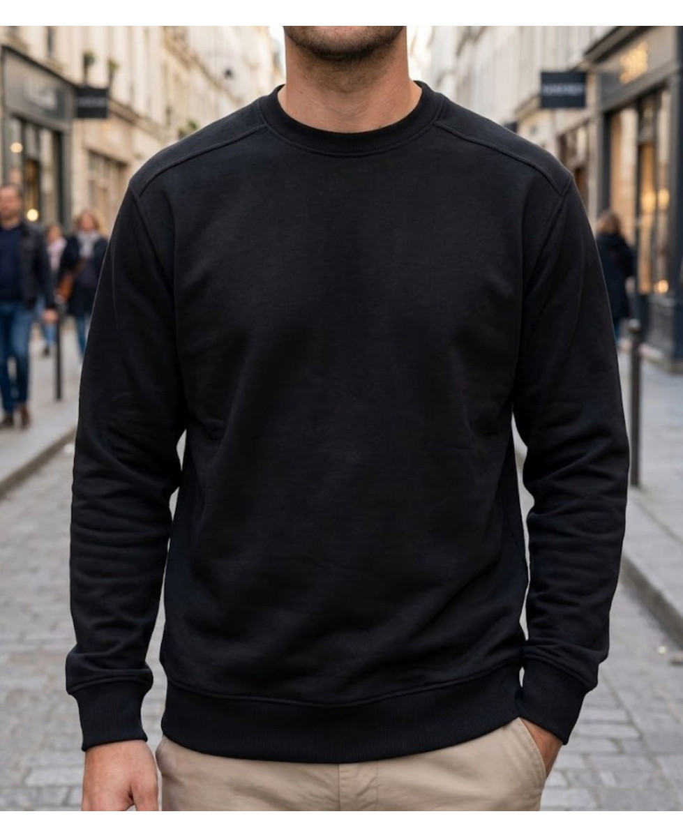Sweat col rond homme noir CHALLENGER E213