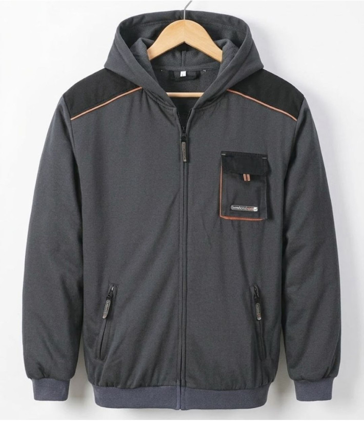 TERRATREND 3814GN — Sweat capuche zippé fonctionnel gris