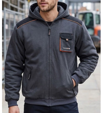 Sweat zippé à capuche homme gris TERRATREND 3814GN