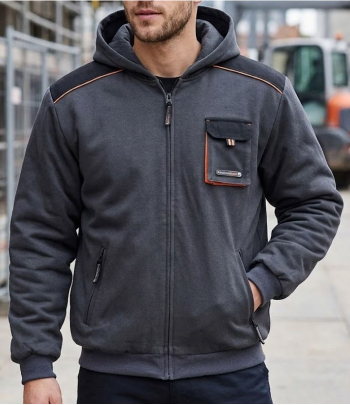 Sweat zippé à capuche homme gris TERRATREND 3814GN