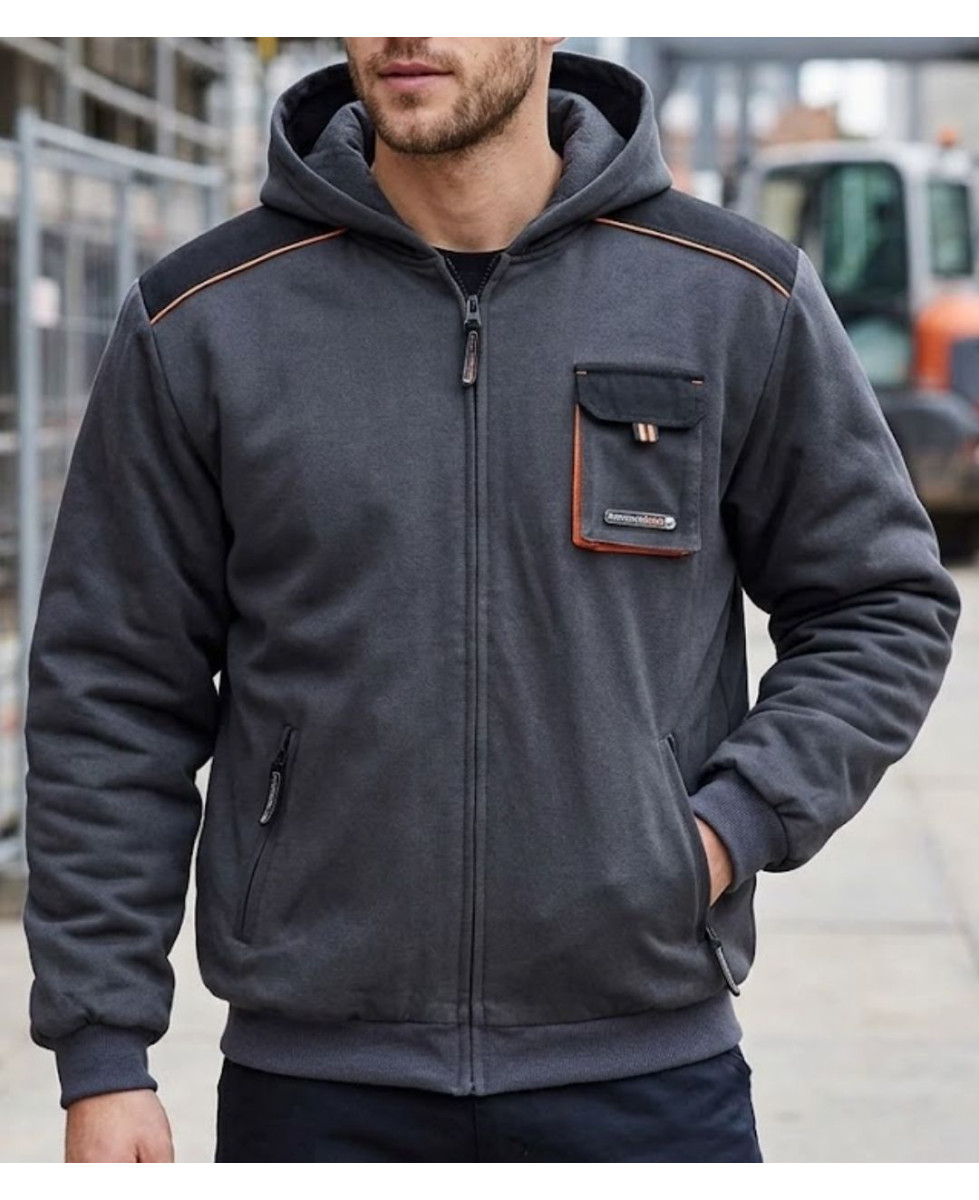 Sweat zippé à capuche homme gris TERRATREND 3814GN