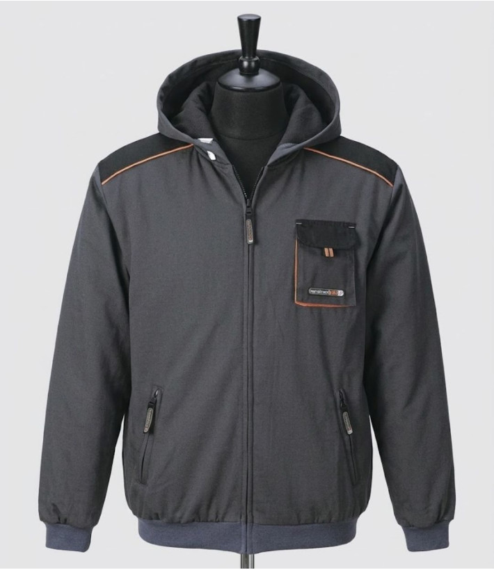 TERRATREND 3814GN — Sweat capuche zippé fonctionnel gris