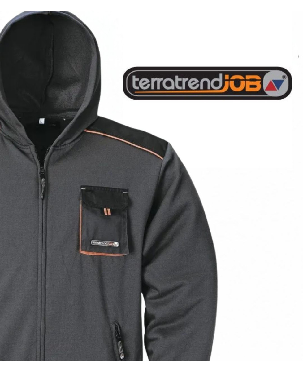 TERRATREND 3814GN — Sweat capuche zippé fonctionnel gris