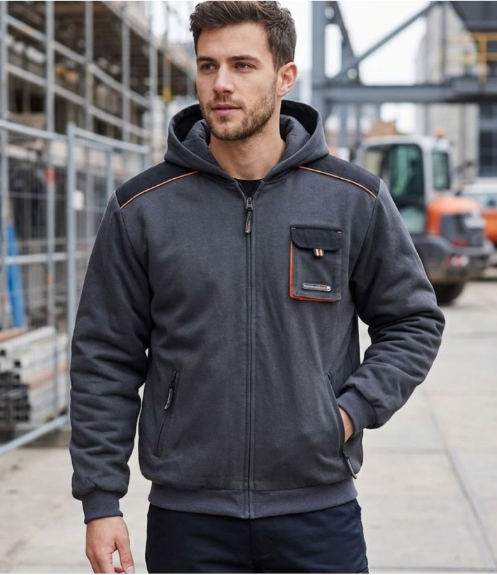 TERRATREND 3814GN — Sweat capuche zippé fonctionnel gris