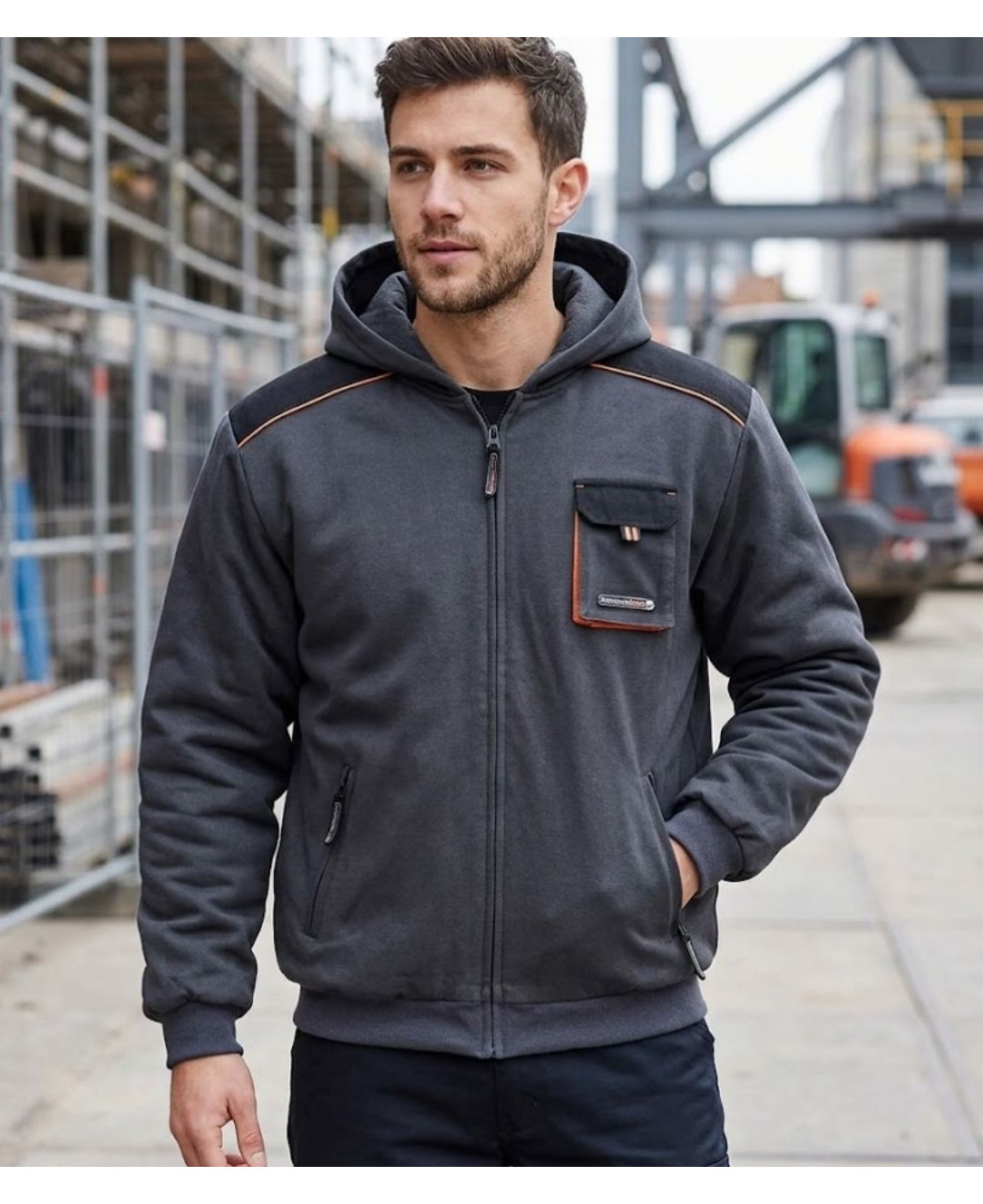 TERRATREND 3814GN — Sweat capuche zippé fonctionnel gris