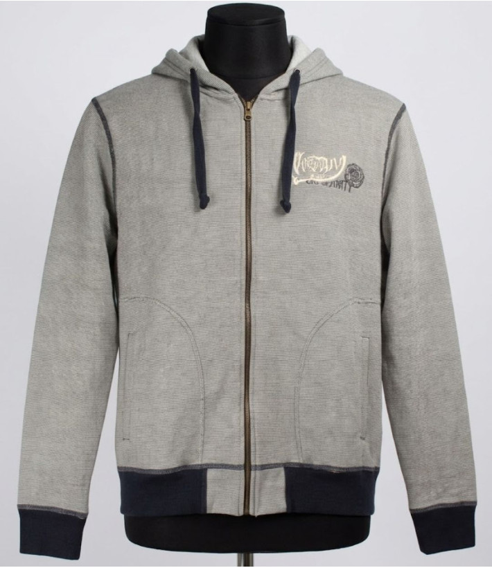 Axxano AH1169M — Sweat à capuche rayé en pur coton marin