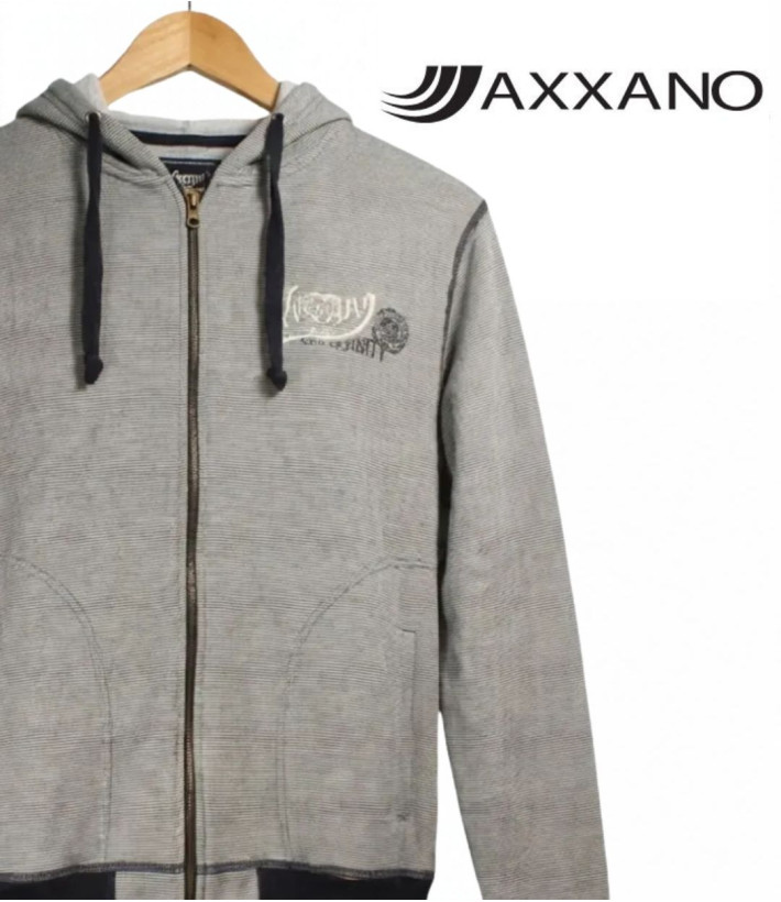 Axxano AH1169M — Sweat à capuche rayé en pur coton marin